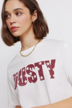 T-shirt gola canelada dusty