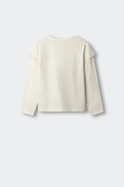 T-shirt manga comprida com folho menina