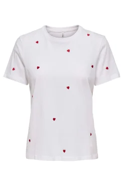 T-shirt manga curta com bordados