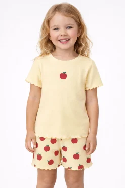 T-shirt manga curta em canelado para menina