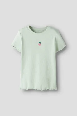T-shirt manga curta em canelado para menina