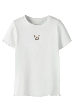 T-shirt manga curta em canelado para menina