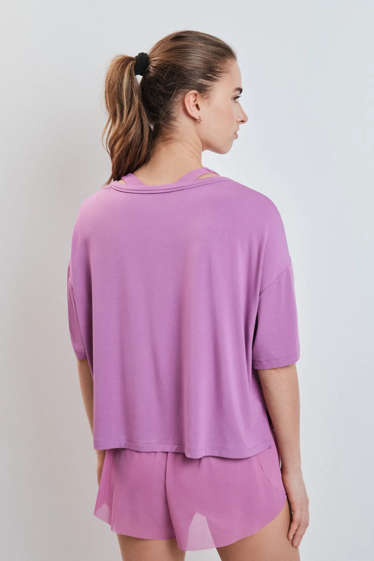 T-shirt manga curta extrassuave rosa
