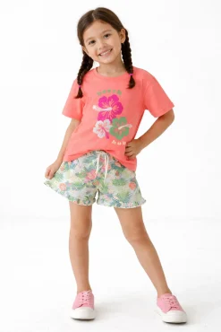 T-shirt manga curta para menina