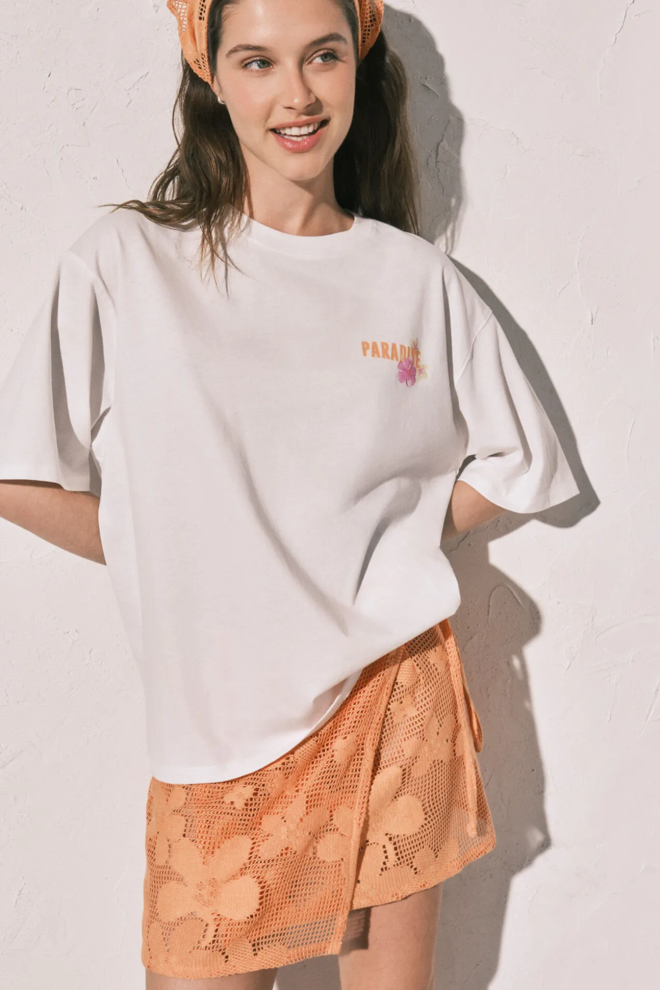 T-shirt oversize em algodão branca
