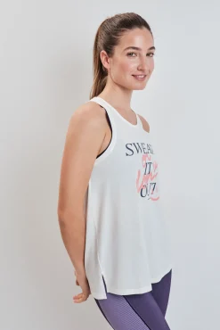 T-shirt sem mangas em algodão branco