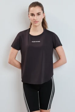 T-shirt técnica com painel mesh preta