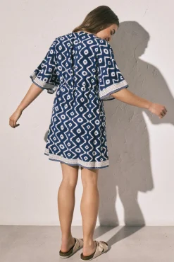 Vestido camisola curto estampado azul