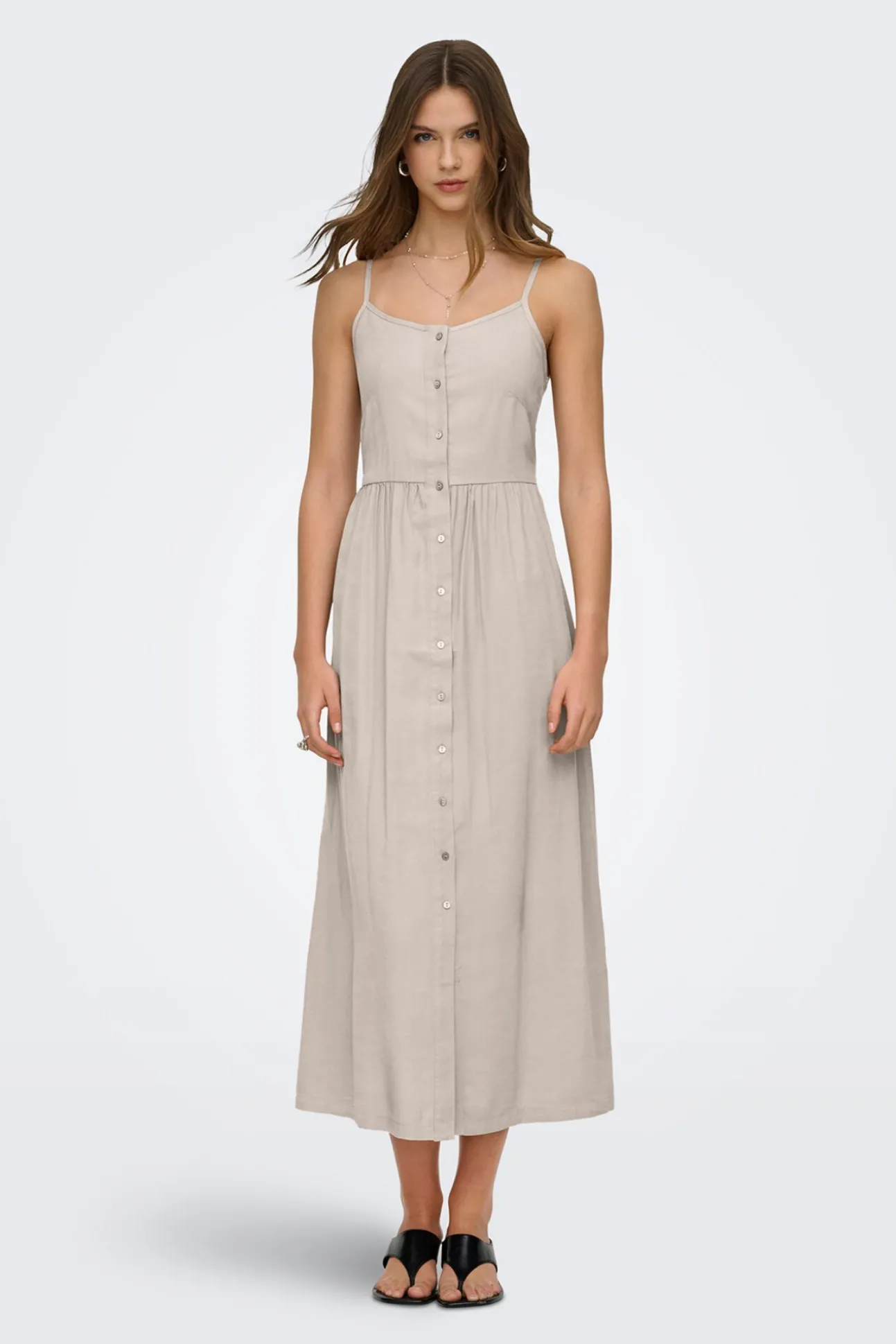 Vestido comprido abotoado