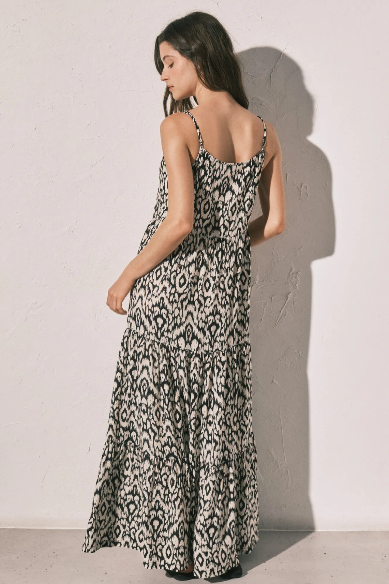 Vestido comprido de alças estampado
