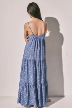 Vestido comprido de alças estampado