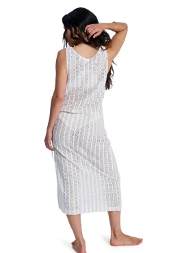 Vestido comprido de crochet de praia