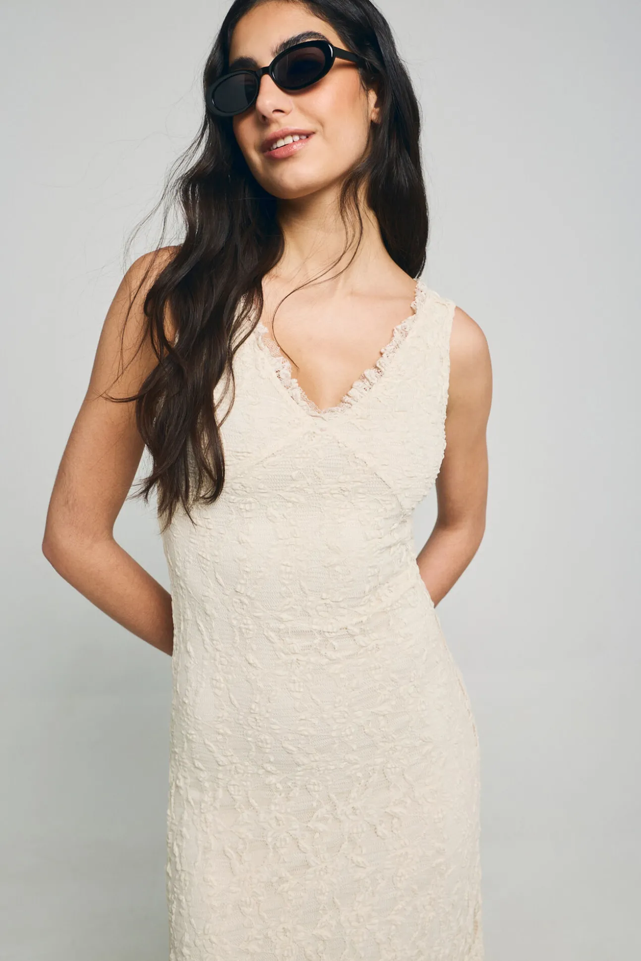 Vestido comprido de renda