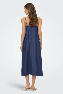 Vestido comprido em denim