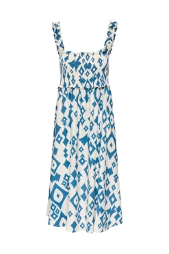 Vestido comprido em tecido favo de mel