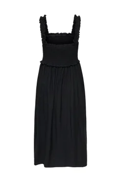 Vestido comprido em tecido favo de mel