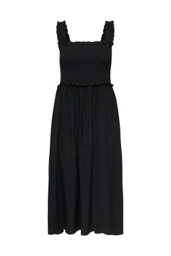 Vestido comprido em tecido favo de mel