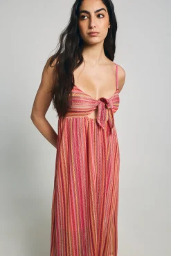 Vestido comprido gola em V