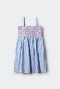 Vestido de riscas oxford para menina
