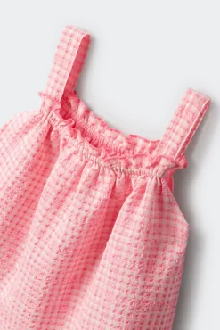 Vestido duplo estampado vichy menina