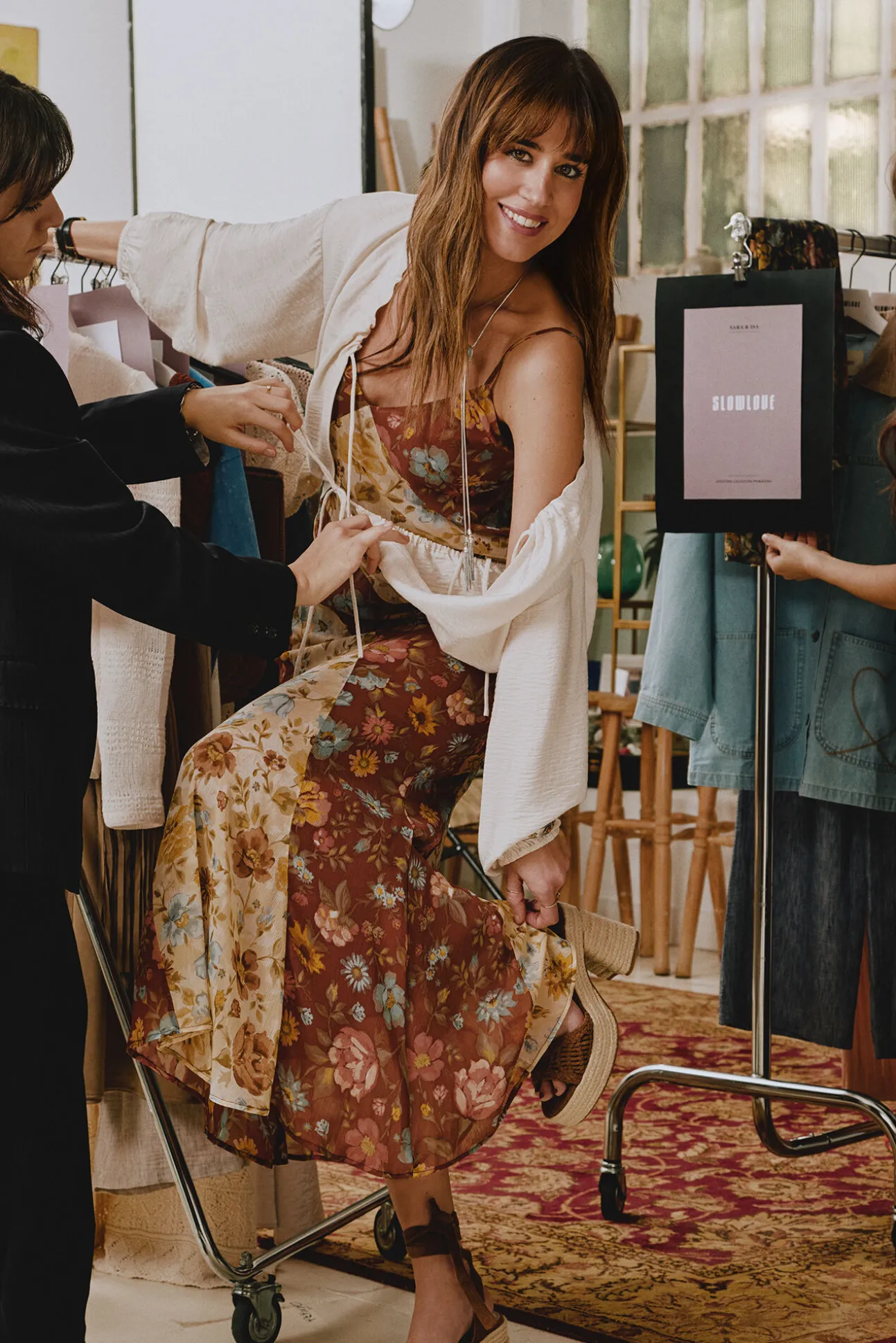 Vestido estampado combinado