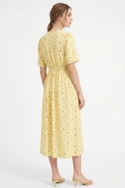 Vestido midi de manga curta estampado