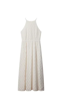 Vestido midi halter bordado