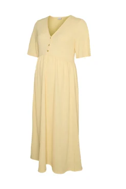 Vestido midi maternity decote em bico