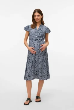 Vestido midi maternity e amamentação