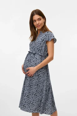 Vestido midi maternity e amamentação