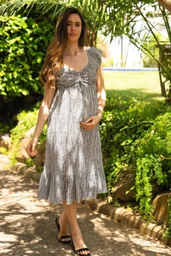 Vestido vichy com smock no peito