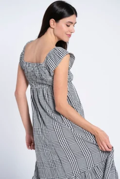 Vestido vichy com smock no peito